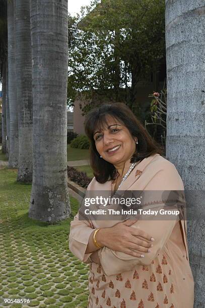 Kiran Mazumdar Shaw, Chairman and Managing Director, Biocon Ltd, outside office, in Bangalore, India. Potrait, Nature