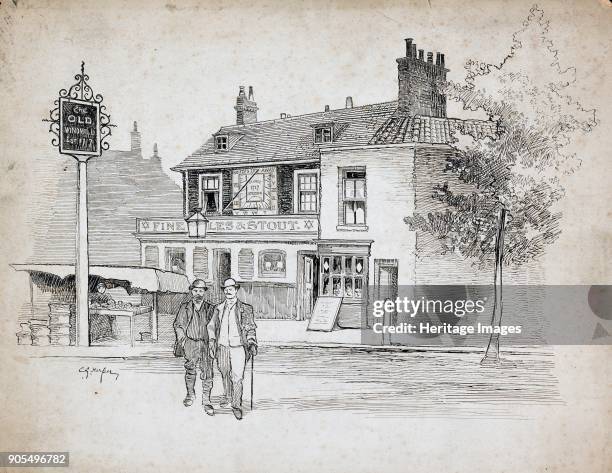 Old Windmill public house, 214-214 Chiswick High Road, Turnham Green, London, 1892-1933. Artist Charles George Harper.