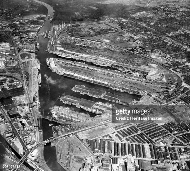 Salford Docks and Manchester Ship Canal, Salford, Greater Manchester, 1947. Artist Aerofilms.
