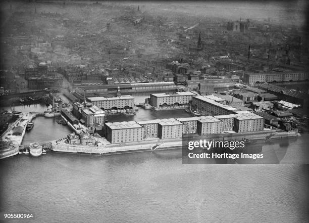 Albert Dock and the Canning Half Tide Dock, Liverpool, Merseyside, 1920. Artist Aerofilms.