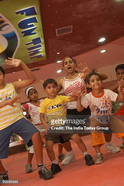 Children practice dance at a gym in Panchkula, Haryana, India