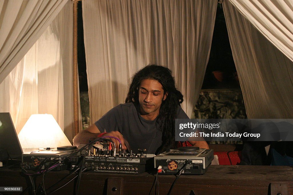 Music composer Nikhel Mahajan introducing guests to a fairly new sound-ambient music-at Lodi Garden restaurant, New Delhi on 1st June 2006.