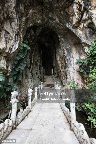 The Marble Mountains are made up of five hills made of marble and limestone near Danang Vietnam. Each mountain represents one of the five elements of...