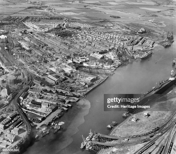 Blyth Harbour and town, Northumberland, 1948. Artist Aerofilms.