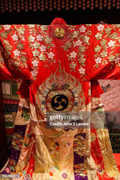 Elaborate Kabuki Kimono - Kabuki is a traditional Japanese form of theater developed during the Edo Period rich in showmanship and involves...