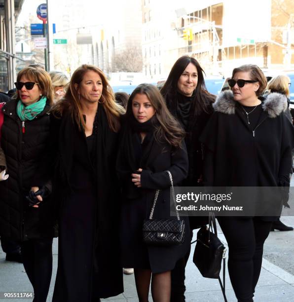 Jill Zarin and Allyson Shapiro are seen leaving the Bobby Zarin Memorial on January 15, 2018 in New York City.