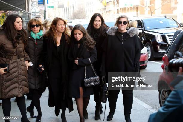 Jill Zarin and Allyson Shapiro are seen leaving the Bobby Zarin Memorial on January 15, 2018 in New York City.