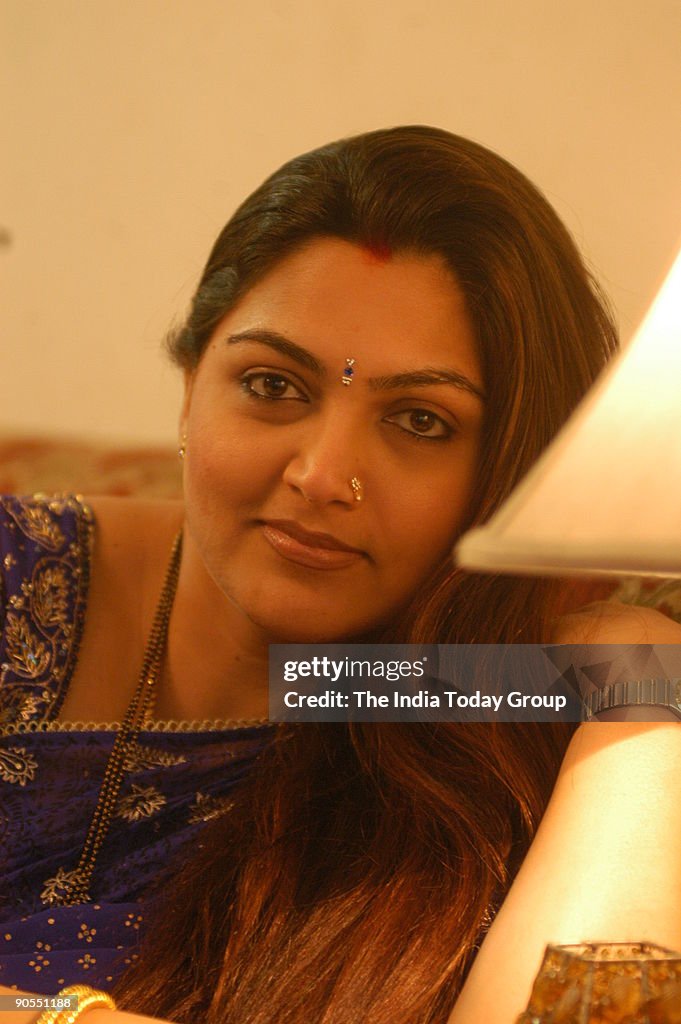 Khushboo, actress at her residence in Chennai, Tamil Nadu, India