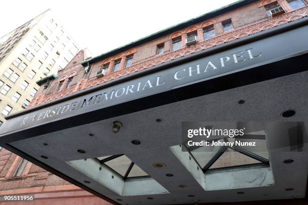 View of the atmosphere outside of the Bobby Zarin Memorial on January 15, 2018 in New York City.