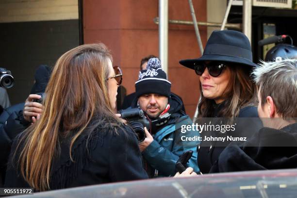 Jill Zarin and Bethenny Frankel are seen leaving the Bobby Zarin Memorial on January 15, 2018 in New York City.