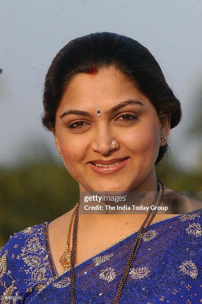 Khushboo, actress at her residence in Chennai, Tamil Nadu, India