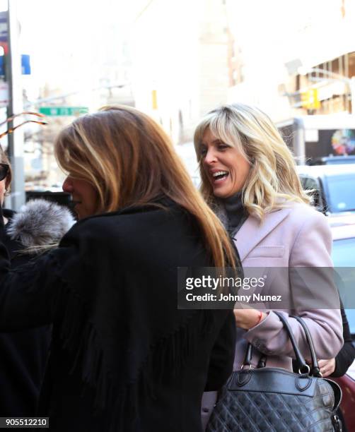 Jill Zarin and Marla Maples are seen leaving the Bobby Zarin Memorial on January 15, 2018 in New York City.