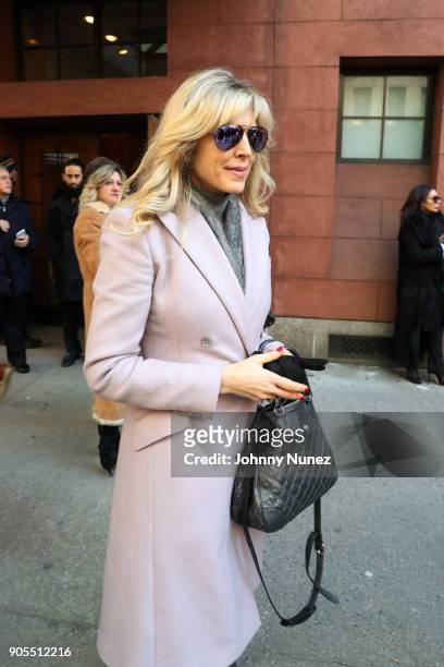 Marla Maples is seen leaving the Bobby Zarin Memorial on January 15, 2018 in New York City.