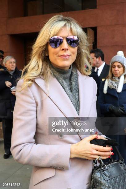 Marla Maples is seen leaving the Bobby Zarin Memorial on January 15, 2018 in New York City.