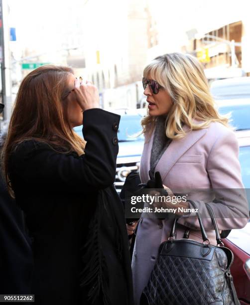 Jill Zarin and Marla Maples are seen leaving the Bobby Zarin Memorial on January 15, 2018 in New York City.