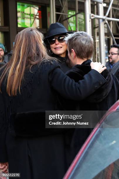 Jill Zarin and Bethenny Frankel are seen leaving the Bobby Zarin Memorial on January 15, 2018 in New York City.