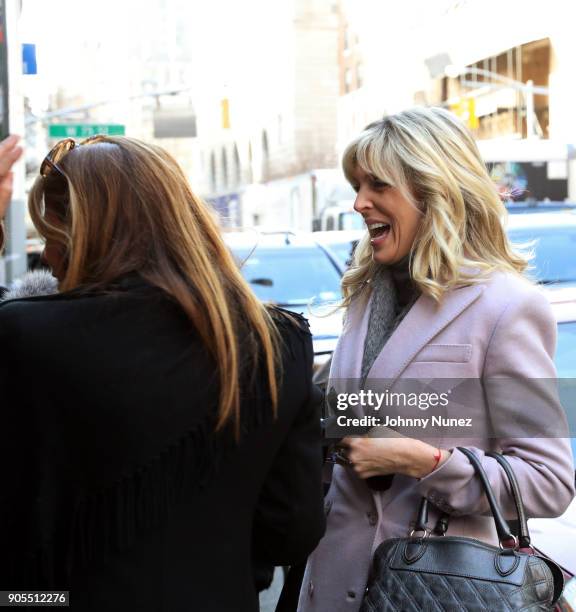 Jill Zarin and Marla Maples are seen leaving the Bobby Zarin Memorial on January 15, 2018 in New York City.