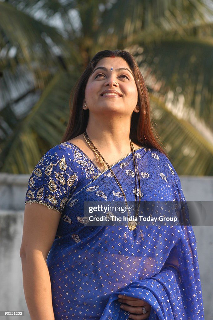 Khushboo, actress at her residence in Chennai, Tamil Nadu, India