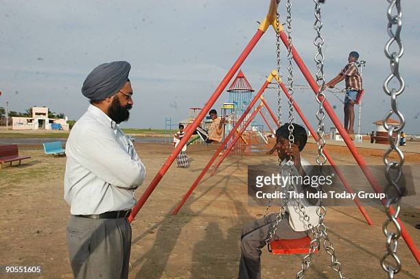 Gagandeep Singh Bedi, Collector of Cuddalore at the Children Park which has been Created at the Silver Beach, Devanampattinam where lots of Lifes and...