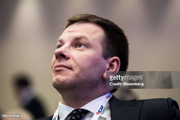 Vilius Sapoka, Lithuania's finance minister, pauses during the Euromoney Central And Eastern European Forum, in Vienna, Austria, on Tuesday, Jan. 16,...