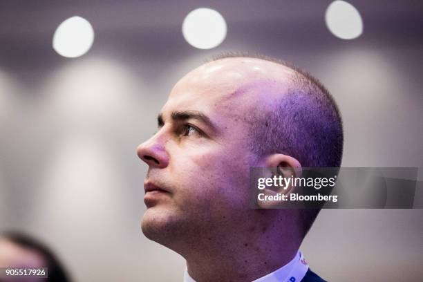 Dragan Tevdovski, Macedonia's finance minister, looks on during the Euromoney Central And Eastern European Forum, in Vienna, Austria, on Tuesday,...