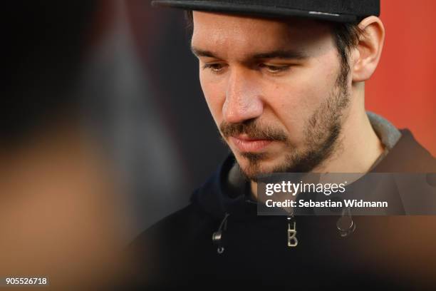 Felix Neureuther looks down during the 2018 PyeongChang Olympic Games German Team kit handover at Postpalast on January 16, 2018 in Munich, Germany.