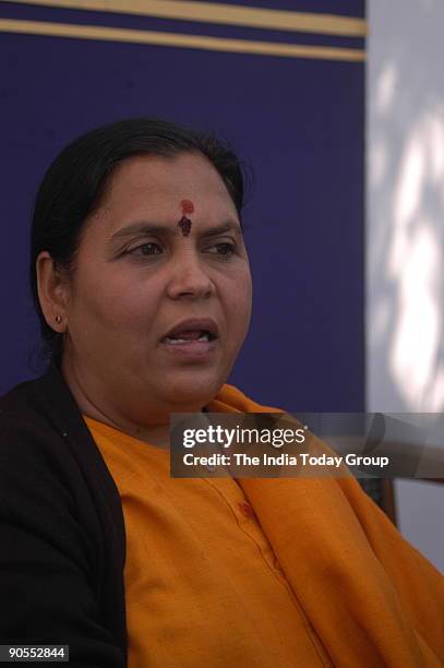 Uma Bharti, former Chief Minister and expelled Bharatiya Janata Party leader , addressing the Media in New Delhi, India