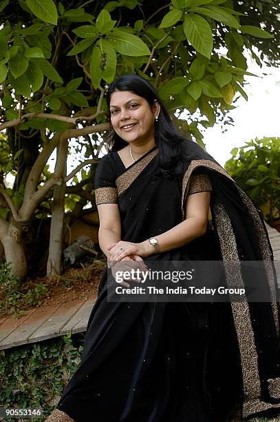 Falguni Nayar, Managing Director, Kotak Investment Bank, poses at outdoor location, in Mumbai, India. Potrait, Sitting