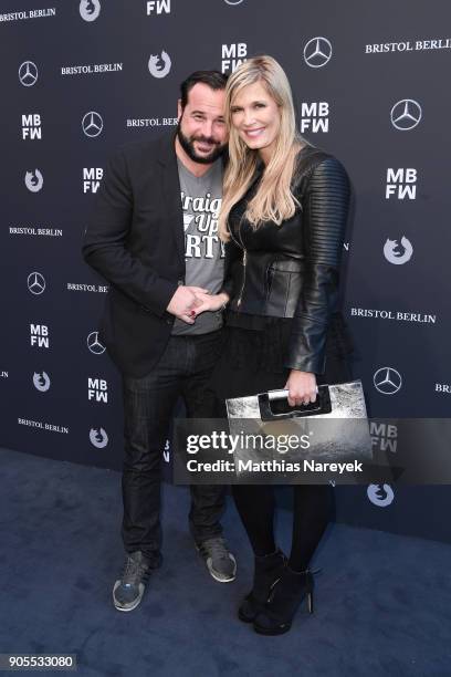 Host Verena Wriedt and husband Thomas Schubert attend the Ewa Herzog show during the MBFW Berlin January 2018 at ewerk on January 16, 2018 in Berlin,...