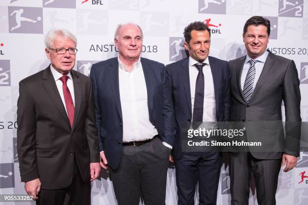 League President Dr. Reinhard Rauball, Uli Hoeness, President of FC Bayern Muenchen, Hasan Salihamidzic, Sporting Director of FC Bayern Muenchen and...