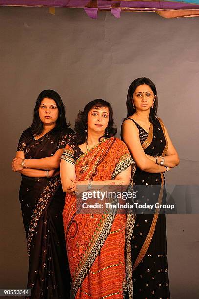 Falguni Nayar MD Kotak Invest Banking, Swati A Piramal Nicholas Piramal, Manisha Girotra MD UBS Securities, poses together in a Group for Business...