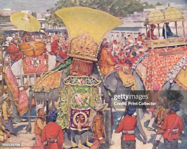 'Burmese Elephants at the State Entry', 1903. Also known as the Imperial Durbar, the Delhi Durbar was held three times, in 1877 and 1911, at the...