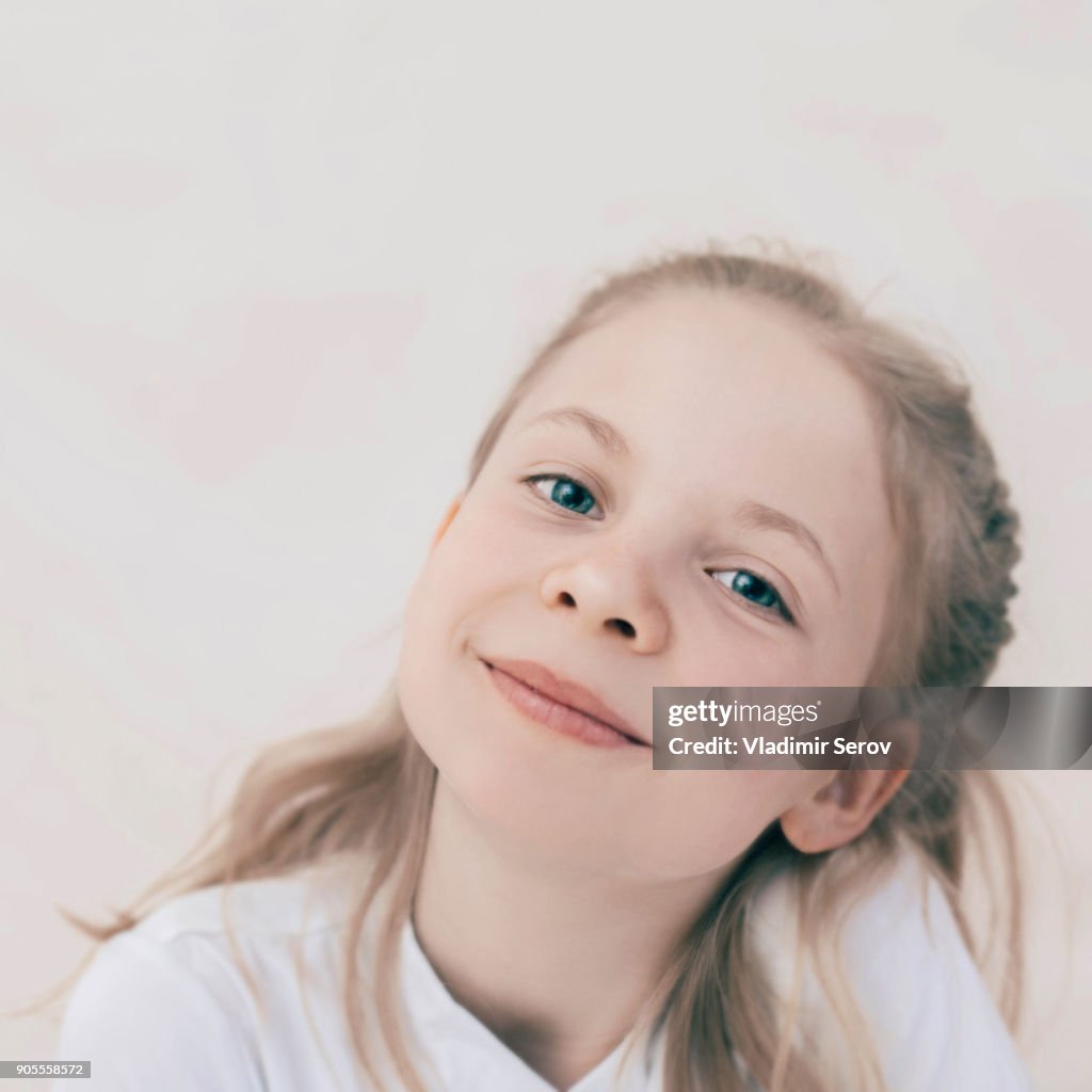 Close up of smiling Caucasian girl