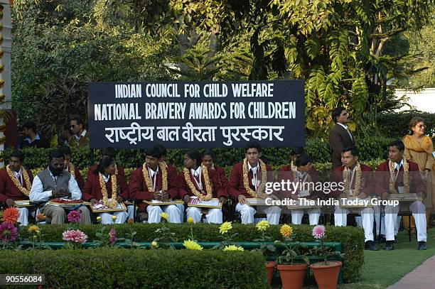 National Bravery Awards Children at the ceremony of National Awards for Bravery-2005 by Indian council for Child Welfare in New Delhi, New Delhi,...