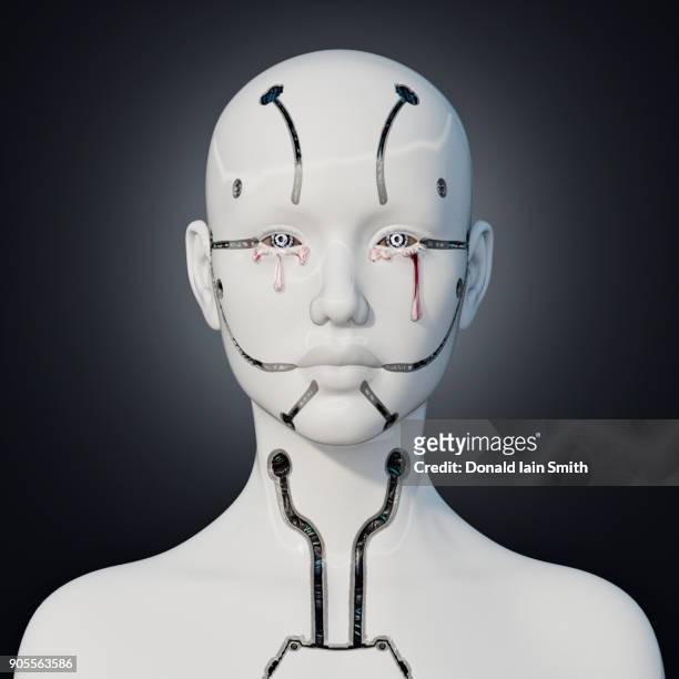 white robot crying - cyborg stock pictures, royalty-free photos & images