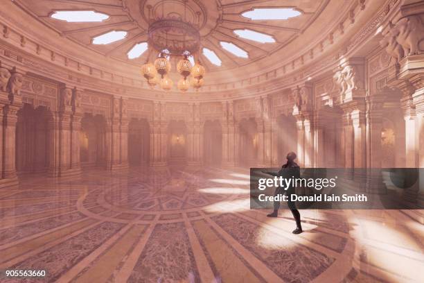 frustrated man looking up at ceiling - ballsaal stock-fotos und bilder