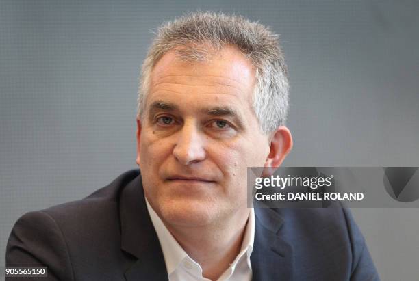 The treasurer of German metalworkers' union IG Metall Juergen Kerner attends the union's annual news conference in Frankfurt, western Germany, on...