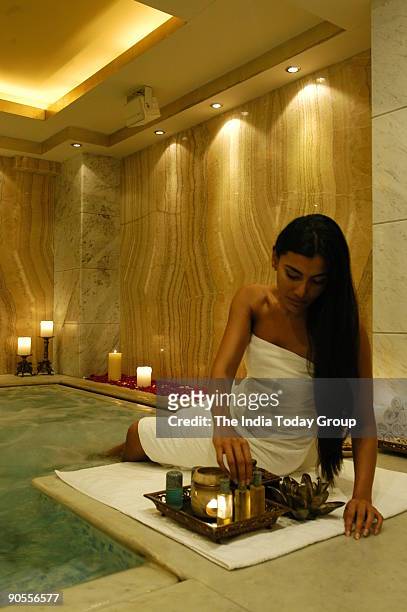 Hot Tub Bath, Spa at the Leela Palace Hotel in Bangalore, Karnataka, India