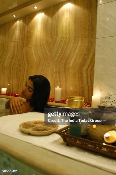 Jacuzzi Bath, Spa at the Leela Palace Hotel in Bangalore, Karnataka, India