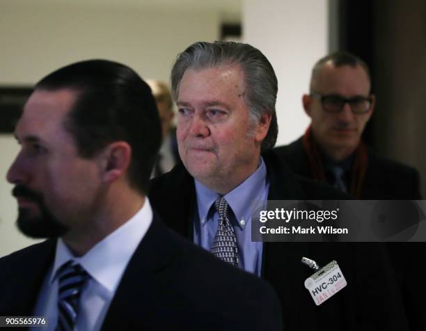 Steve Bannon, former advisor to President Trump, arrives at a House Intelligence Committee closed door meeting, on January 16, 2018 in Washington,...