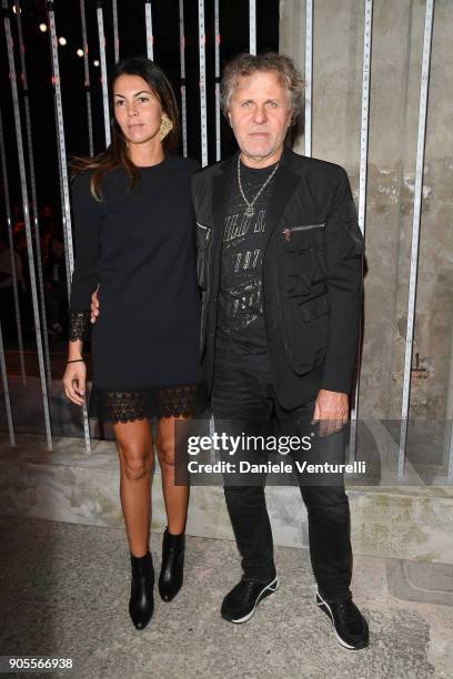 Arianna Alessi and Renzo Rosso attend the Dsquared2 show during Milan Menswear Fashion Week Fall/Winter 2018/19 on January 14, 2018 in Milan, Italy.