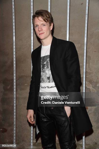 Patrick Gibson attends the Dsquared2 show during Milan Menswear Fashion Week Fall/Winter 2018/19 on January 14, 2018 in Milan, Italy.