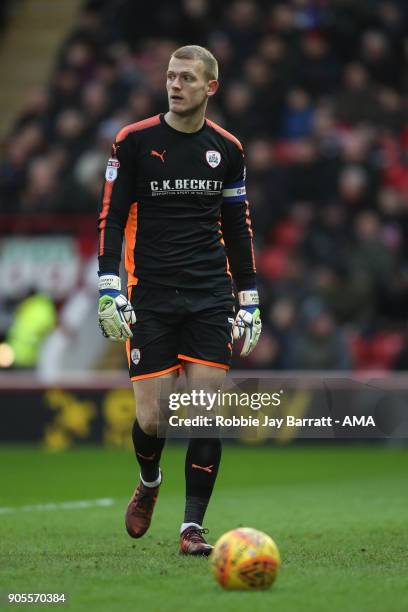 Adam Davies of Barnsley during the Sky Bet Championship match between Barnsley and Wolverhampton at Oakwell Stadium on January 13, 2018 in Barnsley,...