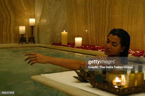 Hot Tub Bath, Spa at the Leela Palace Hotel in Bangalore, Karnataka, India