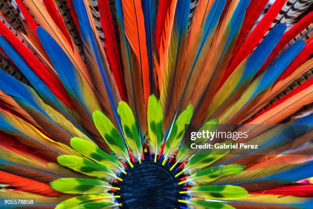 an aztec headdress - headdress stock pictures, royalty-free photos & images