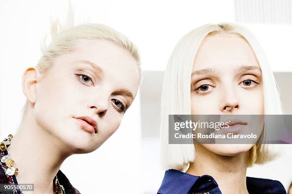 seen backstage ahead of the Frankie Morello show during Milan Men's ...