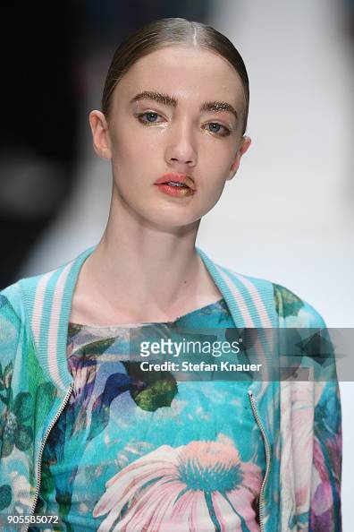 A model walks the runway at the Cashmere Victim show during the MBFW ...