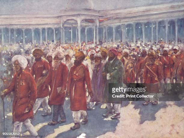 'Veterans of the Mutiny on the Great Day', 1903. Also known as the Imperial Durbar, the Delhi Durbar was held three times, in 1877 and 1911, at the...