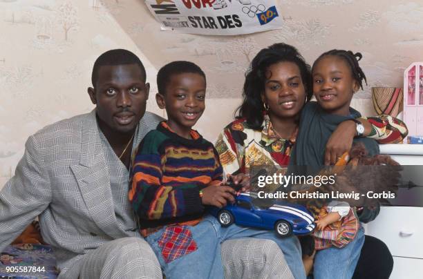 Liberian Soccer Player George Weah, his wife Clar and his children George Jr. And Martha