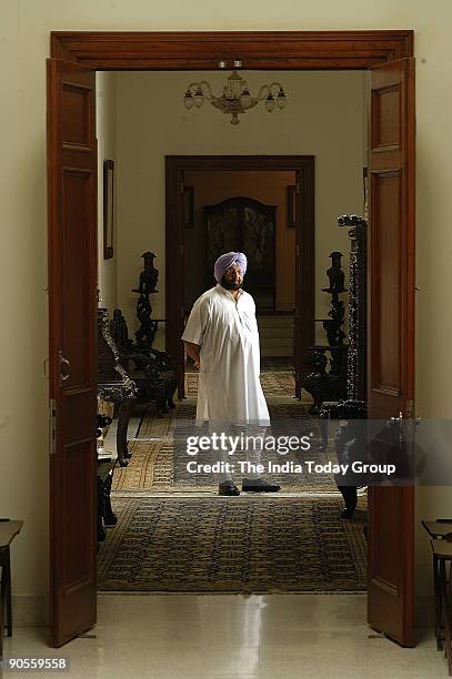 Amarinder Singh, Chief Minister of Punjab and a Scion of the Patiala Royal Family photographed at his New Moti Bagh residential Palace in Patiala,...